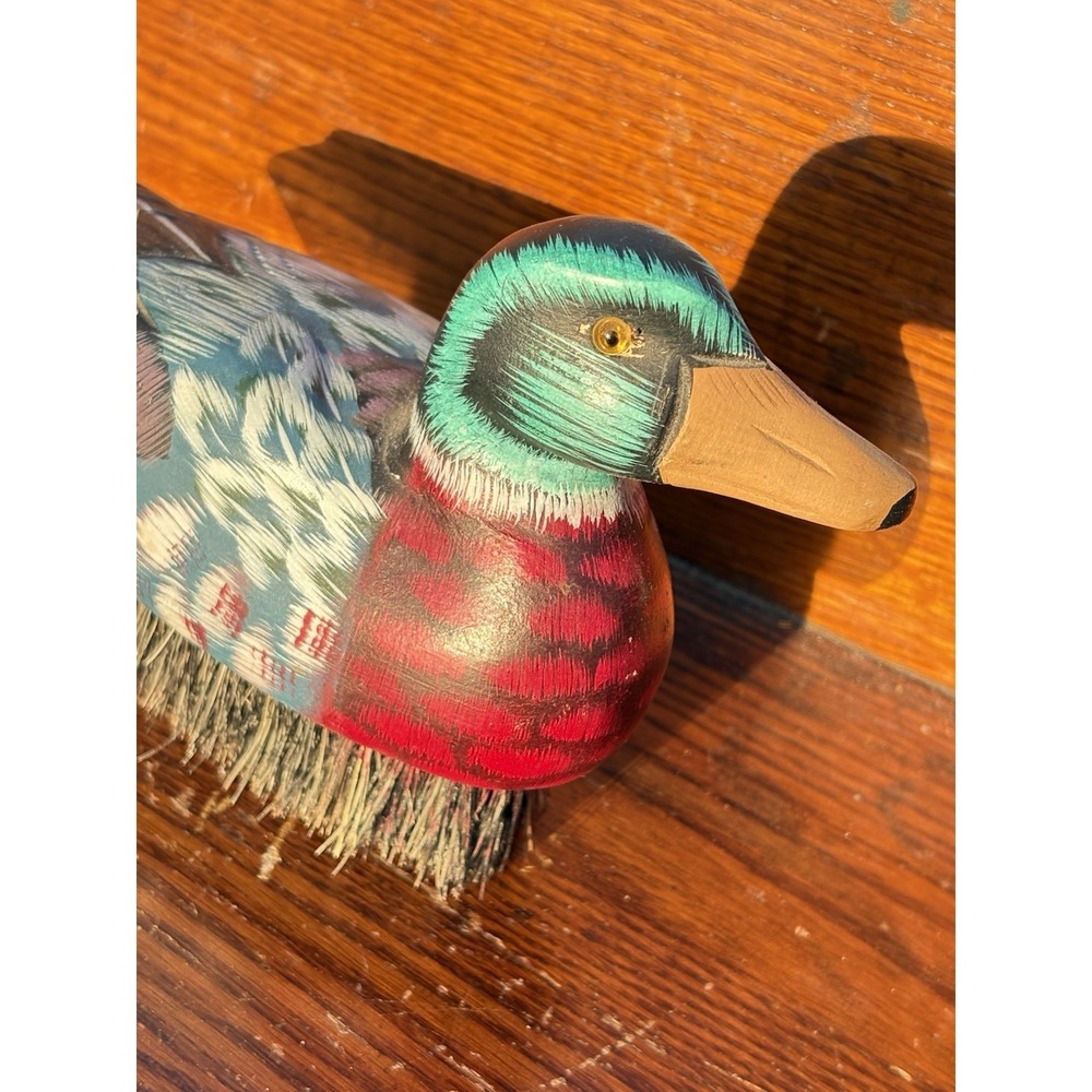 Vintage Hand Carved  Hand Painted Duck Lint Brush For Clothes Coats Shoes  New - Picture 4 of 7